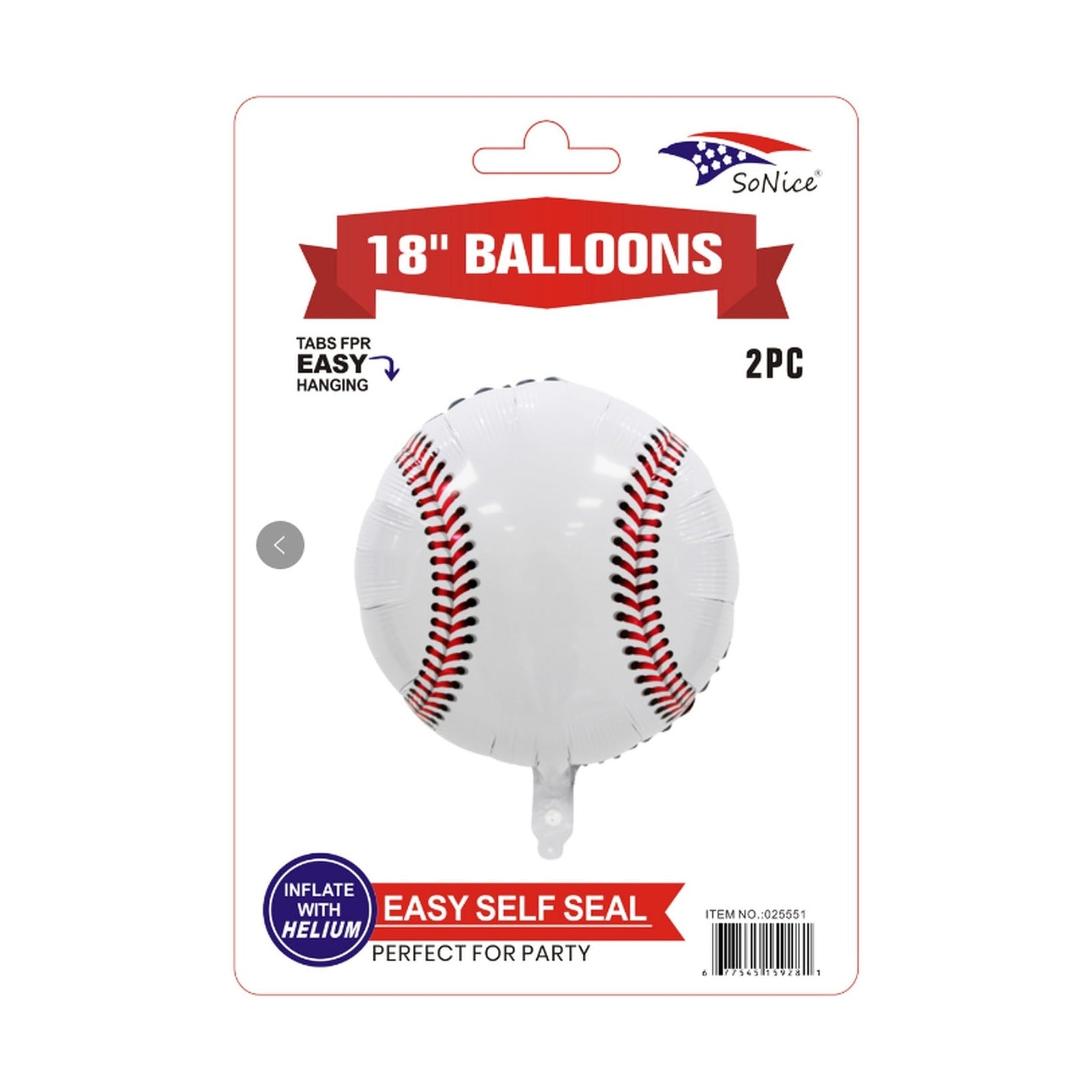 2pc Mylar Balloon Baseball